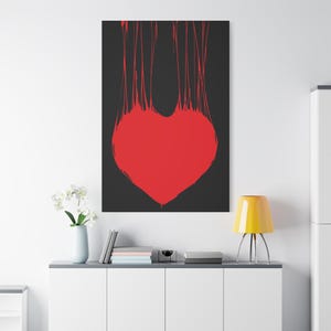 Impresión en lienzo, corazones de naipes, arte de pared para amantes de los juegos de azar, lienzo mate estirado, decoración de sala de estar, regalo de decoración del hogar