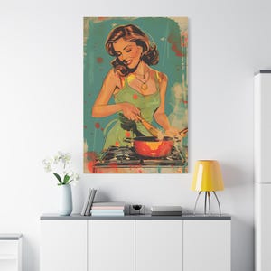 Vintage Pin-Up Girl Canvas Print,  Vintage Canvas Wall Art, Retro Pinup Poster, Pin Up Illustration, Home Decor Wall Hanging, Vintage Print