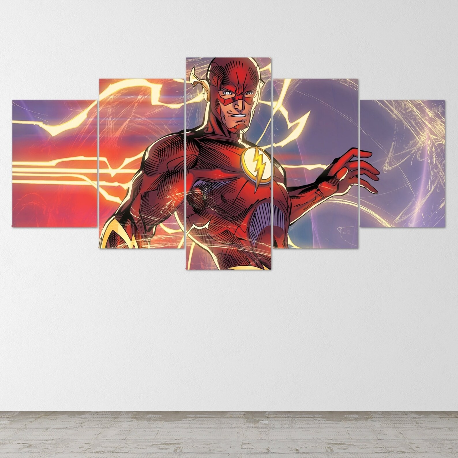 The Flash 5 Piece Canvas Wall Art Canvas Art The Flash Wall Etsy