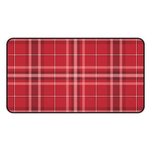 Red Tartan Desk Mat - Scottish Plaid Mouse Pad for Office Desk -  Desk Pad for Home Office