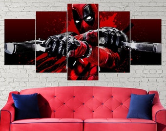 Deadpool Canvas Wall Art: 5-Panel Multi Panel Gift, Christmas Gift