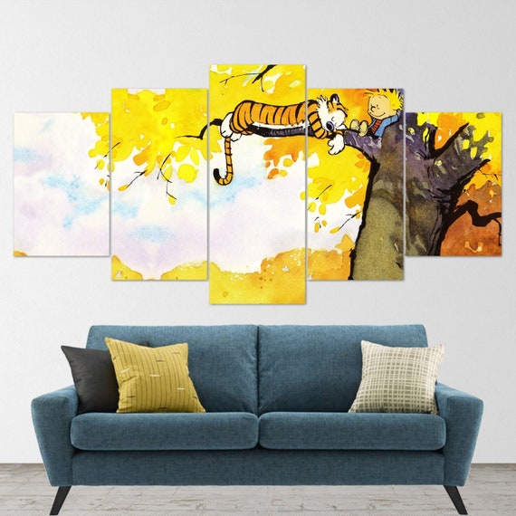 Calvin And Hobbes 5 Piece Canvas Wall Art Calvin And Hobbes Etsy
