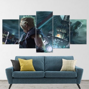 Final Fantasy 5 Piece Canvas Wall Art, Final Fantasy 14, Final Fantasy 7, Final Fantasy 5 Piece, Final Fantasy Poster, 5 Panel