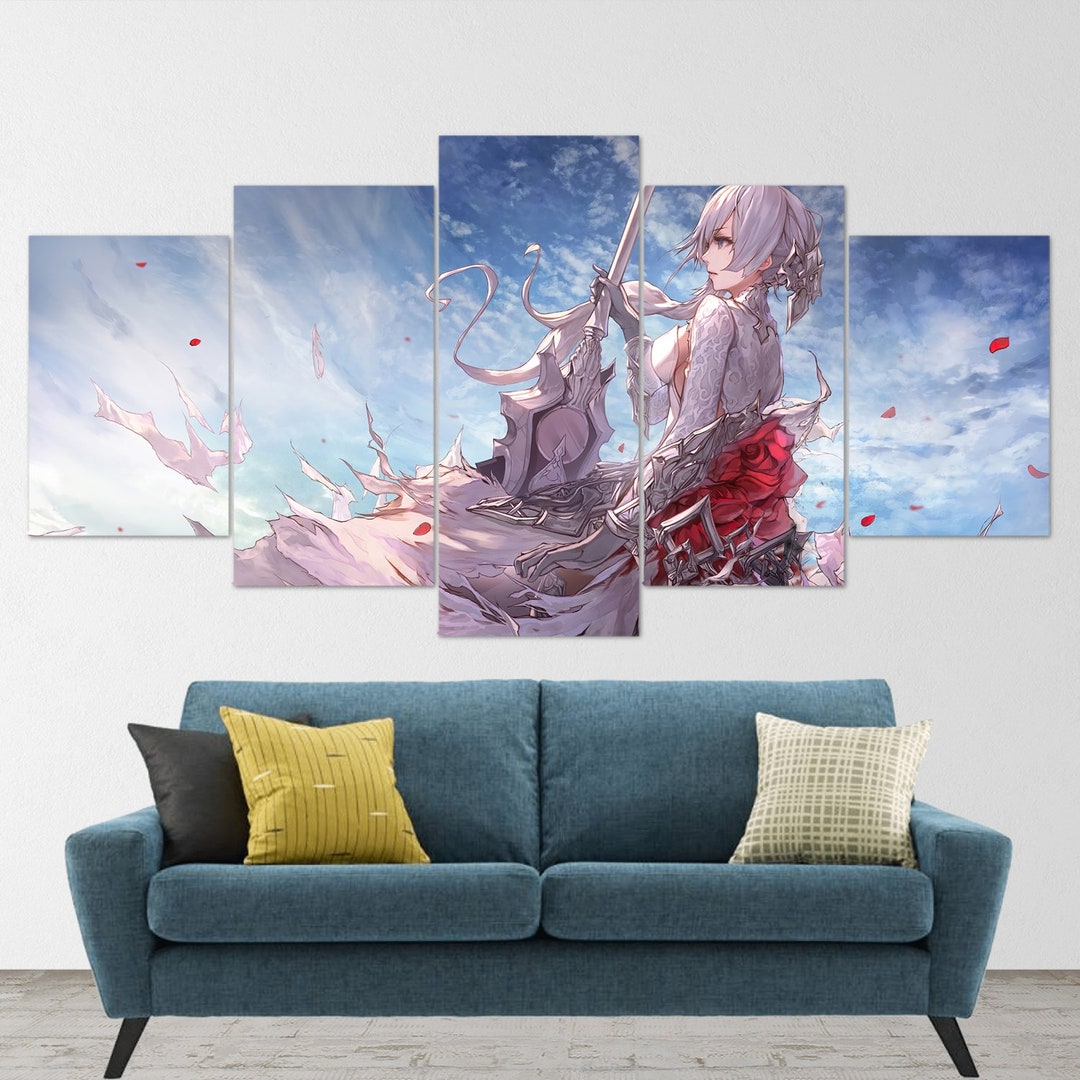 Anime Girl Warrior Fantasy, 5 Piece Canvas Wall Art, Anime Girl Art ...