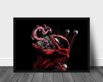 Deadpool Venom Symbiote, Poster Wall Art, Deadpool Printable, Deadpool Canvas Wall Art, Deadpool Wall Decor, Large Poster, Christmas Gift