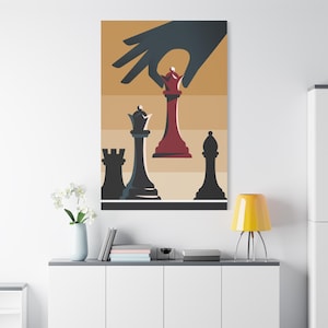 Chess Queen Matte Canvas Print, Home Decor for Chess Lovers, Stretched Wall Art, Chess Player Gift, Game Room Decoration, Chess Artwork,