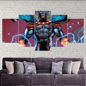 Magneto X-Men 5 Piece Canvas Wall Art, Canvas Print, Magneto Decor Art, Extra Large Wall Art, Magneto Poster, 5 Panel