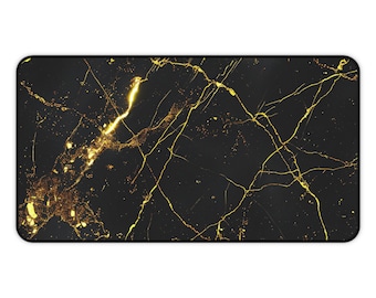 Lujosa alfombrilla de ratón de mármol negro y dorado para escritorio, elegante alfombrilla de escritorio de mármol negro y dorado, decoración elegante para escritorio, regalo de Navidad.