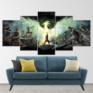 Dragon Age, Inquisitions, 5 Piece Canvas Wall Art, Dragon Age Origins, Dragon Age Wall Art, Dragon Age Poster, Dragon Age 2 5 Panel