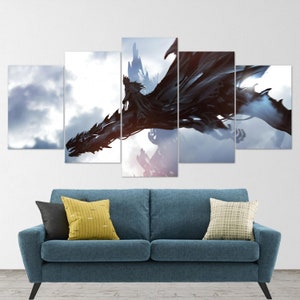 Herr der Ringe, Nazgul, Dark Rider, Fellbeast, 5 Teilige Leinwand Wand Kunst, Leinwand Kunst, Extra Große Wand Kunst, Herr der Ringe Poster, 5 Teilig, 5 Panel,
