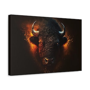 Canvas Print, Bison Art Wall Decor, Buffalo Gift, Wildlife Home Decoration, Western Bison Painting, Nature Lover Gift, Farm House Wall Decor