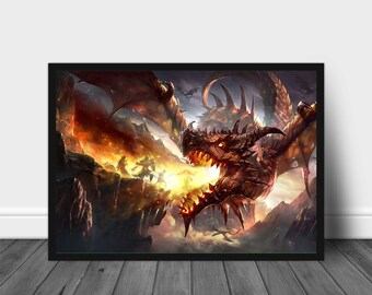 Dragons, Poster Art, Dragon Wall Art, Flying Dragon, Dragon Fire Print, Extra Large Poster, Printable Wall Art
