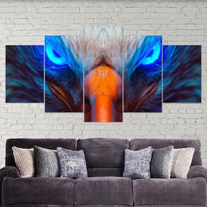 Aquila americana, aquila calva, uccello, 5 pezzi di arte murale su tela, stampa su tela, decorazione artistica con aquila, arte murale extra large, poster con aquila, 5 pannelli