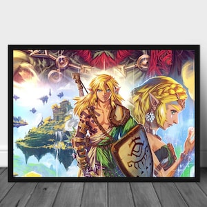 Legend of Zelda Poster, Tears of the Kingdom, Zelda Art, Legend of Zelda Wall Art, Gaming Room Decoration