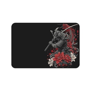 Samurai Warrior Mouse Pad - Japanese Katana - Samurai Warrior Desk Mat - Elegant Design Japanese Anime Samurai Desk Pad