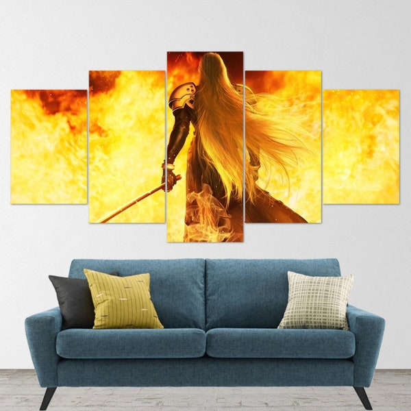 Final Fantasy, Sephiroth, 5 Piece Canvas Wall Art, Final Fantasy 14, Final Fantasy 7, Final Fantasy 5 Piece, Final Fantasy Poster, 5 Panel
