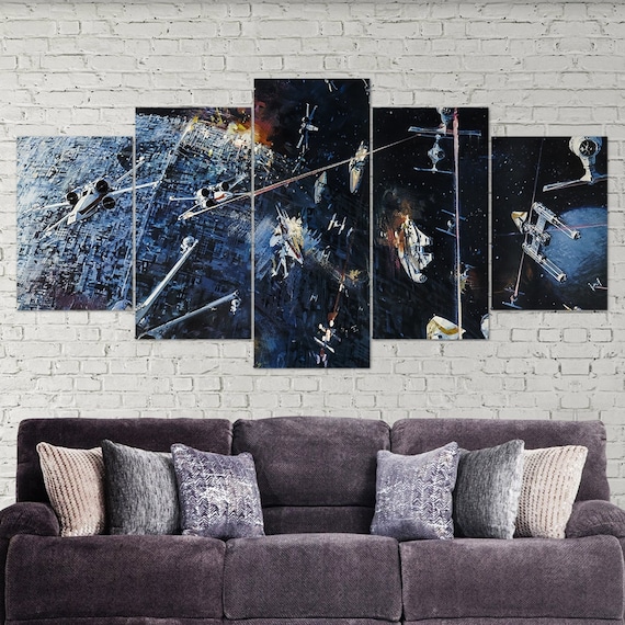 Retro Star Wars Death Star 5 Piece Canvas Wall Art X wing Canvas Print Star Wars Landscape Darth Vader Decor Art Multi Panel Gift Etsy Canada