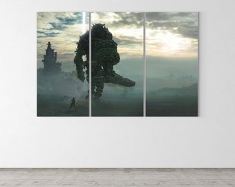 Shadow of The Colossus, 3 Piece Canvas Wall Art, Shadow of The Colossus Wall Art, Shadow of Colossus Poster, Shadow of The Colossus 3 Panel