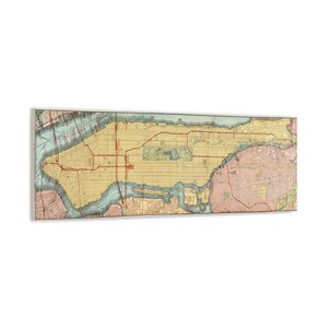 Canvasafdruk, vintage Rapid Transit-kaart Manhattan New York City, galerie wrap canvas, retro kaart NY, New York City kunst, NYC cadeau