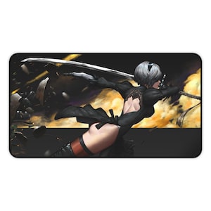 Nier Automata 2b Yorha Desk Mat - Mouse Pad, Nier 2b Katana Desk Pad for Home Office, Anime Lovers Desk Pad, Gift for Gamers, Office Decor