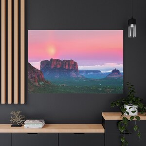 Canvas Print, Arizona Mountain Sunset Scenery Wall Art Decor, Nature Canvas Print, Stretched Matte Canvas, Home Decor Gift, Mountain Canvas