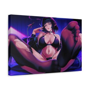 Beautiful Sexy Anime Girl Canvas Print, Matte Canvas Wall Art, Anime Lover, Foot,  Home Decor, Anime Girl Poster