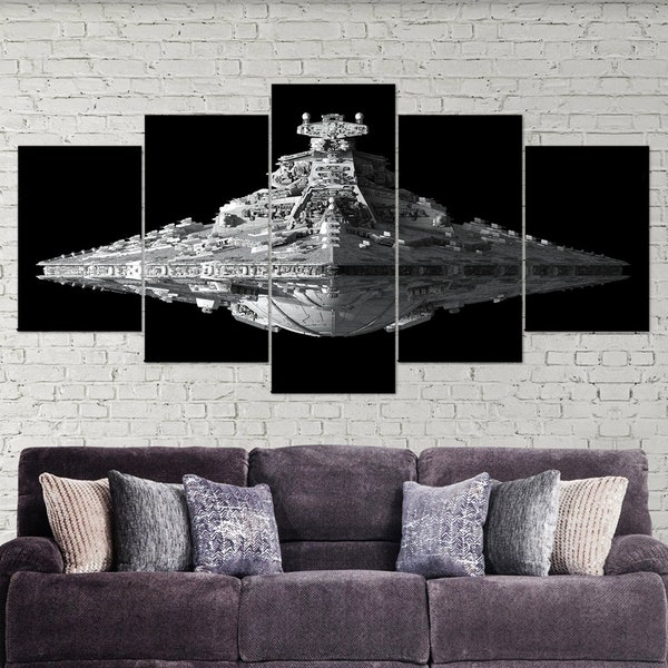 Star Wars Imperial II-Class Star Destroyer, Art mural en toile 5 pièces, Impression sur toile, Darth Vader Decor Art, Multi Panel, Cadeau
