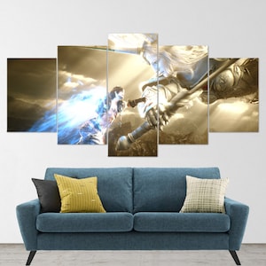 Final Fantasy 5 Piece Canvas Wall Art, Final Fantasy 14, Final Fantasy 7, Final Fantasy 5 Piece, Final Fantasy Poster, 5 Panel