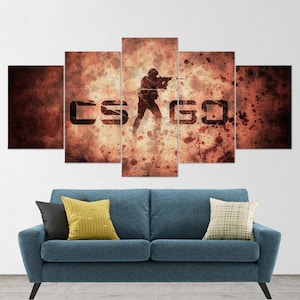 CSGO Logo, 5 Piece Canvas Wall Art, Counter Strike Global Offensive Wall Art, CSGO Poster, CSGOCanvas, CSGO 5 Panel, Gift