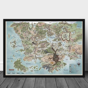 Dungeons & Dragons, Poster, Forgotten Realms Map, Map of Fearun, Map Poster, Dungeons And Dragons, D and D, Wall Art, Wall Decor, Gift