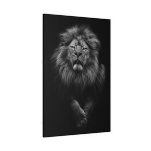 Löwe Leinwand Wand Kunst, Schwarz Weiß Wohnzimmer Dekor, Matt Gespannt, Großes Löwe Poster, Dschungel Tier Kunstdruck, Wildtier Dekor