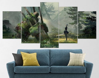 Nier Automata, 5 Piece Canvas Wall Art, Nier Automata Poster, Nier Automata Art, Nier Automata Print, Nier Automata 2B, Nier Automata Sexy