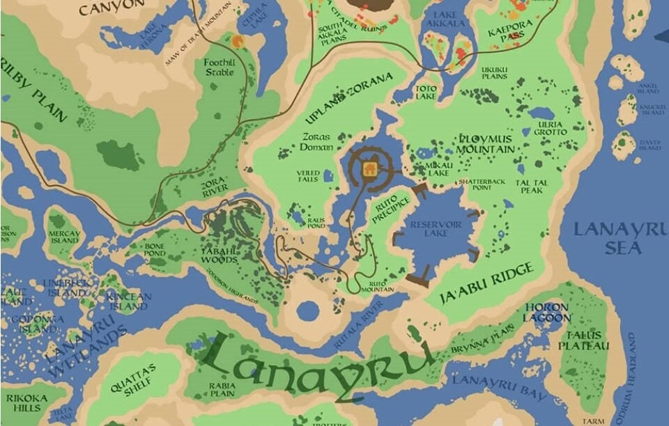 Legend of Zelda Breath of the Wild Map Poster Zelda Poster Etsy