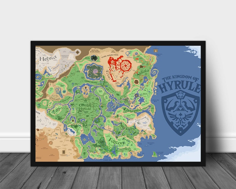 Legend Of Zelda Breath Of The Wild Map Poster Zelda Poster Etsy