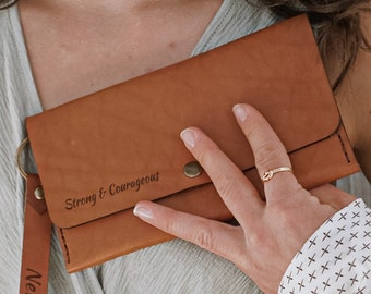 Cartera de mano de cuero, Cartera de cuero para mujer, Cartera de mujer, Cartera mini, La clásica mini: Cartera/cartera de mano de cuero genuino cosida a mano