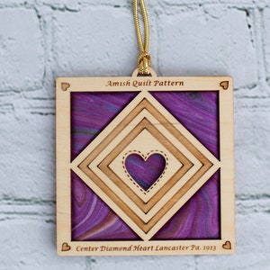Quilter gifts, Gifts for Quilters, Quilt Ornament, Quilter Ornament, Quilter gifts, Wooden quilt ornament, Batik Center Diamond Heart