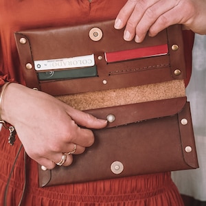 Cartera de embrague de cuero, cartera de cuerpo cruzado, cartera de cuero para mujer, clutch de cuero, simplicity 6 genuine Leather Clutch Wallet