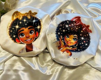 Children's satin nightcap for hair protection