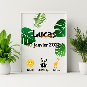 Pôster de nascimento personalizado - decoração de parede de quarto de bebê
