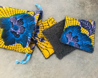Washable and reusable wipes made of wax and bamboo sponge with pouch