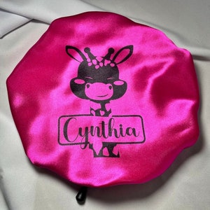 Giraffe children's satin nightcap to personalize