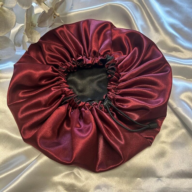 2 Stück Satin Nachtmützen Set – Schwarz & Kaffee, Für Haarschutz, Bequem, Größe 40-58 Cm Kopfumfang