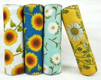 100% Cotton Towels Eco-friendly Kitchen Reusable Napkin Paperless Wash Clothes Marine Sunflowers Blue Rainbow Spring Flower Gift