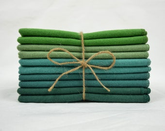 Forest 100% Cotton Flannel Towels 10pc Green Set 1-ply Paperless Towels Reusable Wash Cloth Ocean Forest Gift Zero Waste Kitchen