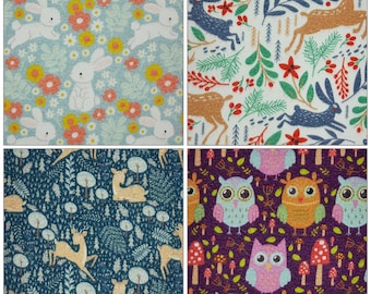 100% Cotton Winter Deer & Bunny Paperless Towels Eco-friendly Kitchen Reusable Cloth Zero Waste Sustainable Animal Lover Gift