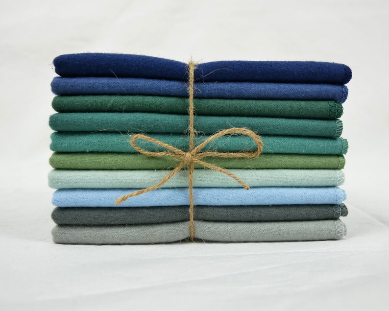100% Cotton Flannel Towels 10pc 1-ply or 2-ply Paperless Unpaper Towels Reusable Wash Cloth Zero Waste Sustainable GIft 10pc Ocean Mix