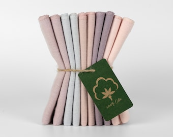 Pastel Bubblegum 100% Cotton Flannel Towels 10pc Set 1-ply Paperless Towels Reusable Wash Cloth Ocean Forest Zero Waste Kitchen