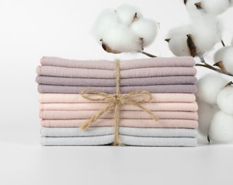 100% Cotton Flannel Towels 10pc Pastel Bubblegum Set 1-ply Paperless Towels Reusable Wash Cloth Ocean Forest Gift Zero Waste Kitchen