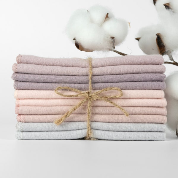 100% Cotton Flannel Towels 10pc Pastel Bubblegum Set 1-ply Paperless Unpaper Towels Reusable Wash Cloth Ocean Forest Gift Zero Waste Kitchen