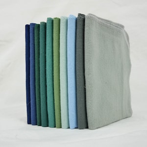 100% Cotton Flannel Towels 10pc Green Blue Set 1-ply Paperless Unpaper Towels Reusable Wash Cloth Ocean Forest Gift Zero Waste Kitchen image 4